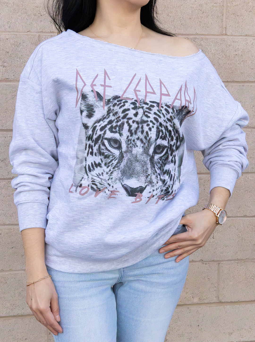 Def Leppard Love Bites Off The Shoulder Sweatshirt – Goodie Two