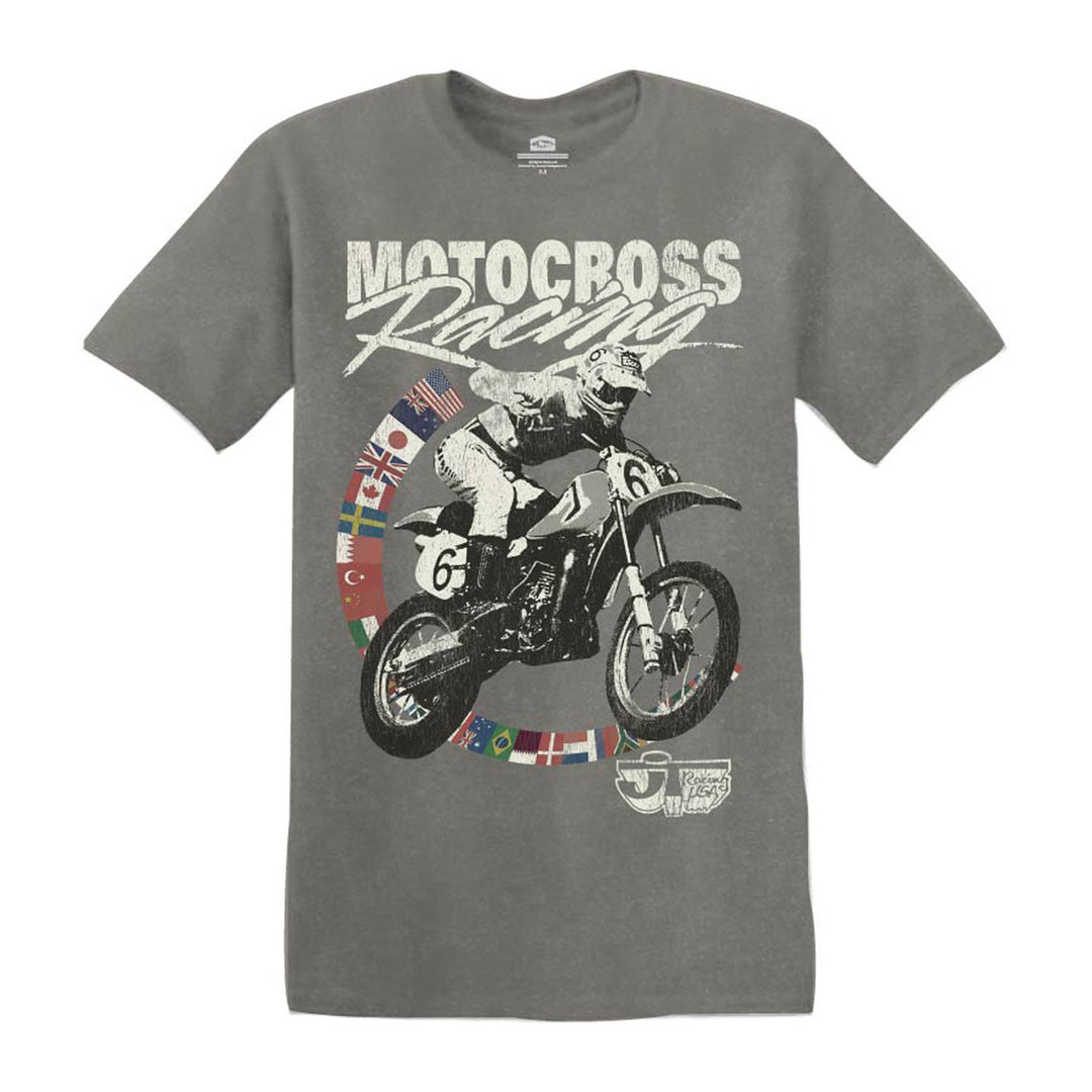 JT Racing USA x HONDA Motocross Racing Unisex Tee Silver / M