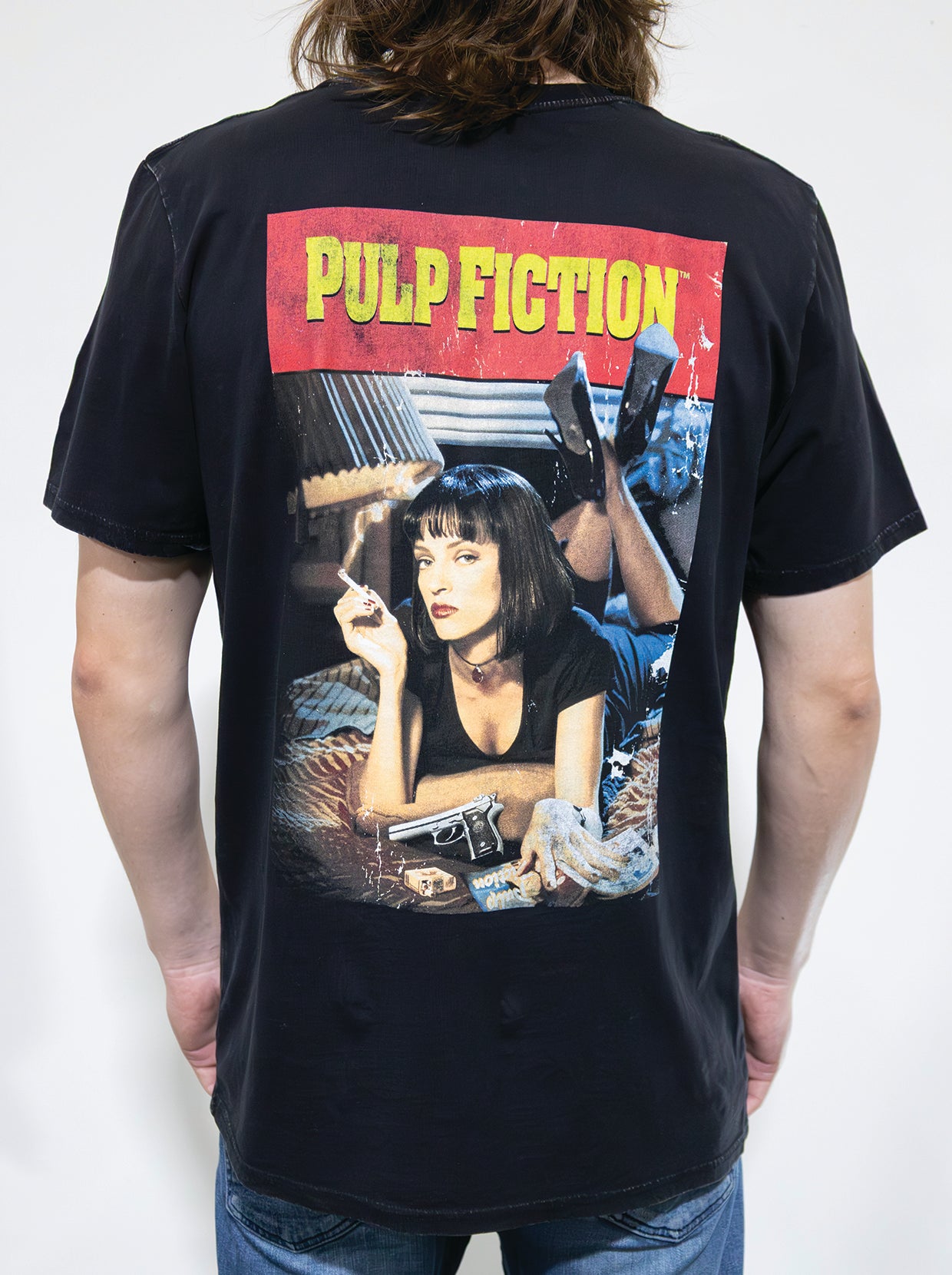 pulp fiction t shirt dress Pulp Fiction Premium T-Shirt Washed Unisex Tarantino Movie Tee (Black / L)